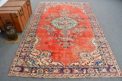 5.8x9.6 Ft Large Rug Vintage Rug Cool Rug Turkish Rugs Salon Rug Wool Rug • $224.64