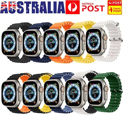 $11.99 • Buy For Apple Watch Ultra Series 8 7 6 5 4 3 2 1 SE IWatch Ocean Band Strap Silicone