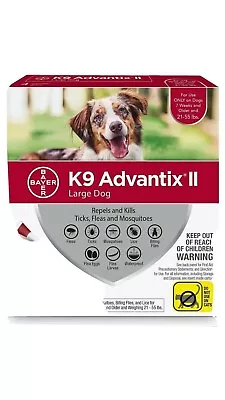 K9 Advantix II Flea & Tick Prevention For Large Dogs 21-55 Lbs 4 Monthly Doses • $40