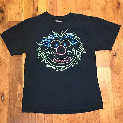 The Muppets Animal Neon Face Black Short Sleeve T-Shirt Adult Large • $16.95