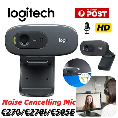 LOGITECH C270 C270I C505E Webcam Full HD PC Auto Focus Camera Microphone USB AU  • $44.63