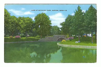 Marion Ohio Lake At Mckinley Park Old Vintage Postcard • $2.67