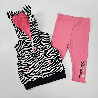 Carter's Zebra Fuzzy Hooded Vest & Disney Minnie Mouse Pants Baby Girl Size 6 Mo • $9.99