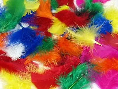 Craft Fluffy Feathers Mixed Sizes Coloured Childrens Arts Craft Easter Scrapbook • £2.99