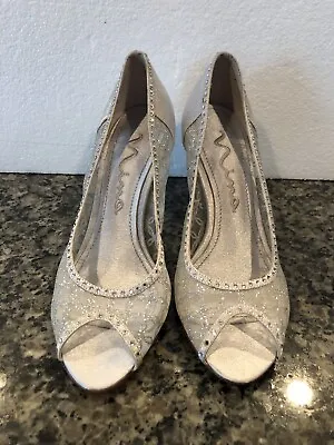 Nina Womens 6 M Silver Diamond Studded High Heel Shoes FIFI-TM Brand New W/Tag • £42.58