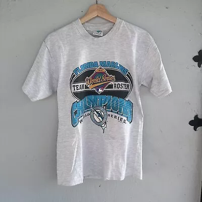 Vintage Florida Marlins 1997 World Series Champions Tshirt Grey Medium • $19.88