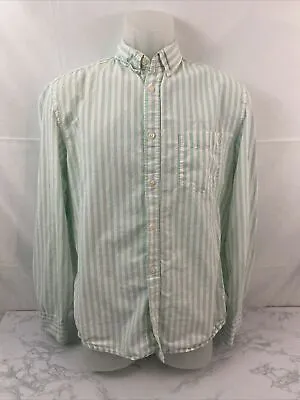 H&M LOGG Label Of Graded Goods Long Sleeve Button Down Mens M Green Striped L • $15.73