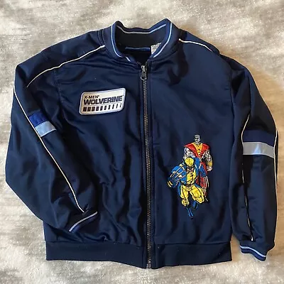 VTG Y2K Marvel X-Men Wolverine Embroidered Track Jacket Kids Sz 7 Blue 2006 • $21.25