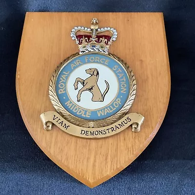 Rare/Vintage Royal Air Force MIDDLE WALLOP Mess Wall Plaque/Shield-Hand-painted • £49.99