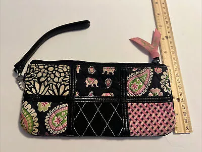 Vera Bradley Pink Elephants Retired Zip Close Purse Case Wristlet Clutch • $15