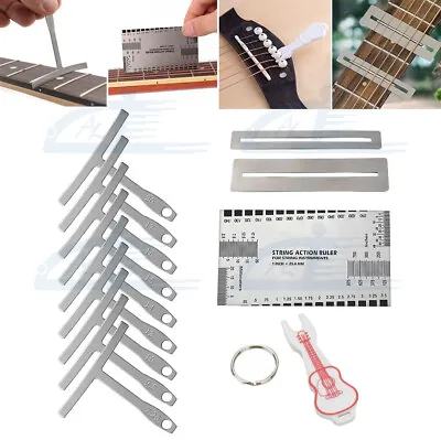 Guitar Bass Radius Gauge String Action Ruler Bridge Pin Puller Fingerboard Guard • $8.89
