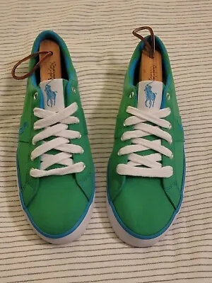 $25 • Buy Lauren Gillian POLO Ralph Lauren Canvas Shoes. Lace-up, Green & Blue. Women Sz 7