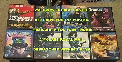 £4 • Buy X250 DVD's Each £4 POSTED - ALL GENRES, FILMS, TV. SOME SEALED. BULK DISCOUNT.