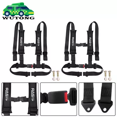 Pair Of 4 Point Harness Racing Seat Belt Black - 2  Padding For CanAm X3 YXZ UTV • $89.99