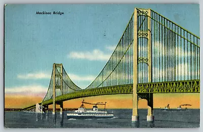 Sault St. Marie Michigan - Mackinac Bridge - Vintage Postcard - Posted 1961 • $4.85