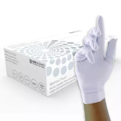 Box 100 Unigloves White Pearl Nitrile Latex Free Disposable Examination Gloves • £7.99