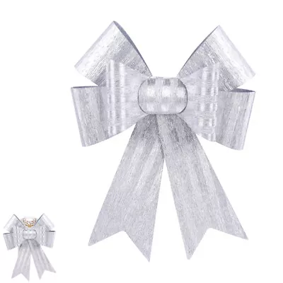 Silver Bow 28cm Christmas Decoration • $13.95