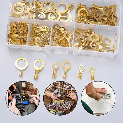 $20.13 • Buy 150Pcs Insulated Brass Crimp Ring Terminals Electrical Wire Connectors Spade Kit