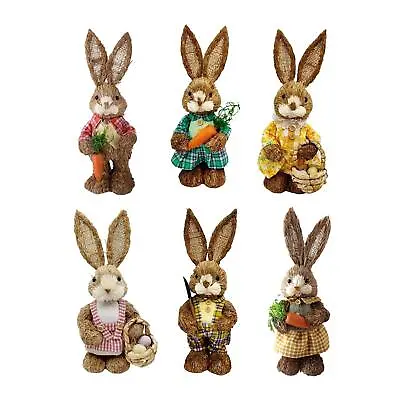 Simulation Straw Easter Bunny Artificial Rabbit Easter Decor Bunny Ornaments • £9.22