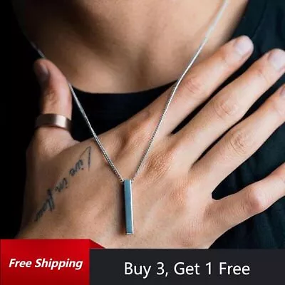 Mens Curb Chain Necklace Hip Hop Simple Stainless Steel Necklace Party Jewelry • £4.65