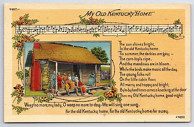 C1938 Lyrics  My Old Kentucky Home  Unposted Linen Postcard T004 • $6.99