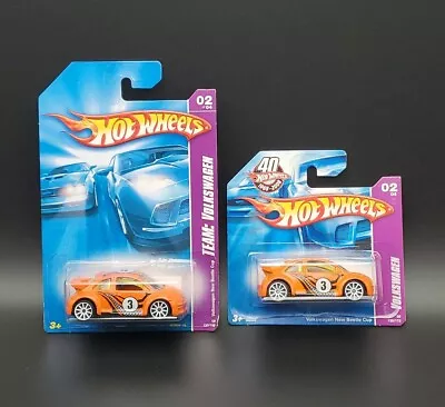2 Hot Wheels VW Volkswagen 02/04 Beetle Cup Orange HW Team:Volkswagen Short Card • $20.99