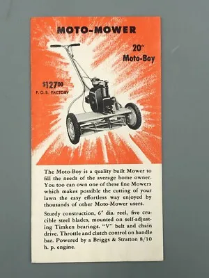 1940s Reel LAWN MOTO- MOWER Vintage ADVERTISING Brochure Garden Tractor • $12