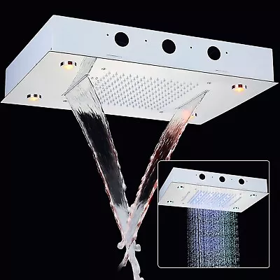 20 X14  Rainfall Shower Head LED Brushed Nickel Multi Functions Ceiling Mounted • $95