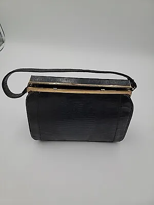 Sterling US Ladies Handbag Black Genuine Lizard Purse Vintage  • $84