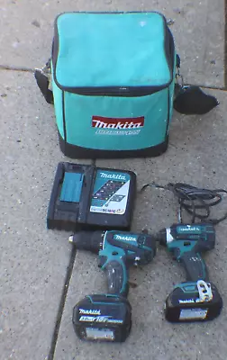 Makita 2pc 18V Combo XFD01 Drill XDT11 Impact 2 Batteries Charger Bag • $117.50