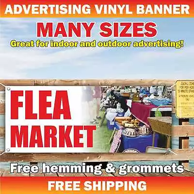 FLEA MARKET Advertising Banner Vinyl Mesh Sign Antiques Collectibles Garage Sale • $219.95