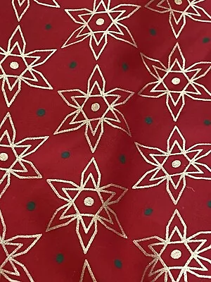 Vintage Martha Stewart Red Gold Snowflake Star Christmas Tree Skirt 48” • $21.99