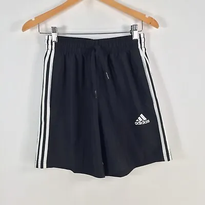 Adidas Mens Fitness Gym Shorts Size S Black Striped Stretch Pockets 071831 • $19.95