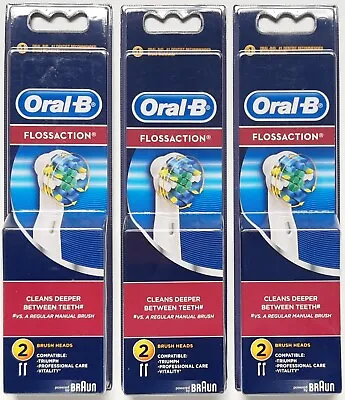 $34.90 • Buy Oral-B FlossAction Replacement Electric Toothbrush Heads 3 X 2 Pack (6 Pcs)