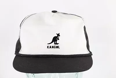 NOS Vintage 80s Kangol Spell Out Roped Short Bill Leather Strapback Hat Cap USA • $67.45