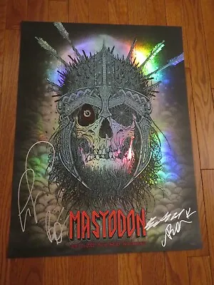 2022 Mastodon Band Autographed Malmo Sweden Rainbow Foil Tour Poster 24 X 18 • $255.50