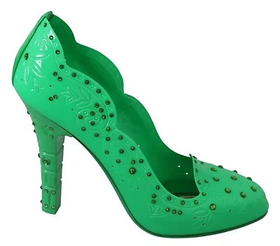 DOLCE & GABBANA Shoes CINDERELLA Green Crystal Floral Heels EU39 / US8.5 • $634.50