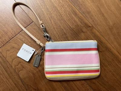 £30 • Buy Beautiful Striped Coach Ladies Womens Wristlet Purse Wallet BNWT