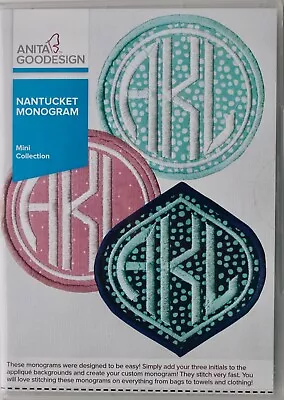 NANTUCKET MONOGRAM Mini Collection Anita Goodesign Embroidery Machine Designs CD • $8.46