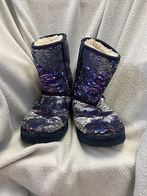 UGG Australia Sparkle Blue/silver Sequin Boots  Size 7 • $57.95