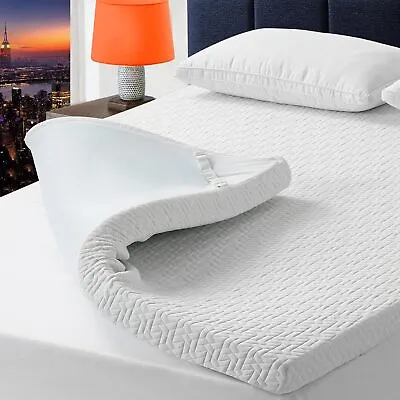 4  Thick Mattress Topper Orthopaedic Memory Foam Bed Topper Top Quality All Size • £94.99