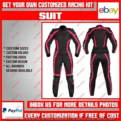 Women Motorcycle Suit Motorbike Riding Leather Racing Suit Custom Made 1 & 2 Pc • $286.23