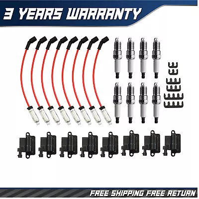 Square Ignition Coil & Spark Plug Wire For Chevy GMC 4.8L 5.3L 6.0L 8.1L Pack 8 • $87.88