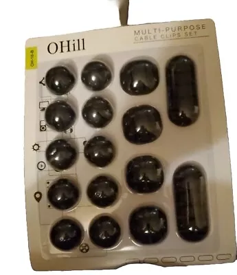 OHill O Hill Multi-Purpose Cable Clips Set Black OH-16-B Adhesive Cord Holders • $9.87