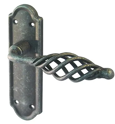 Cage Door Handle On Backplate Latch Lock And Bathroom Traditional Pewter Finish • £20.99