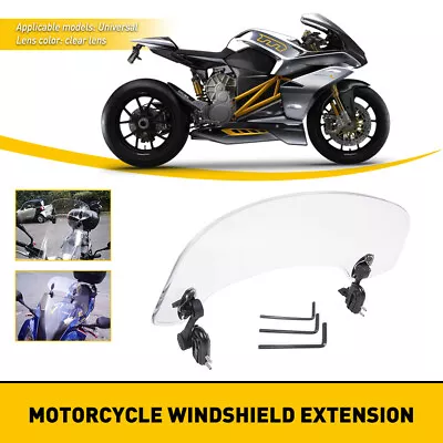 Motorcycle Adjustable Clip -On Windshield Extension Spoiler Wind Deflector Panel • $22.99