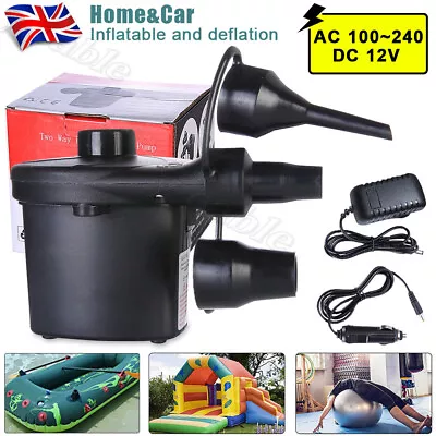 Auto Car Electric Air Pump For Paddling Pool Fast Inflator Mattress Camping Bed • £9.55