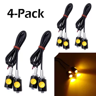 4X Universal Mini Motorcycle LED Turn Signals Indicator Amber Blinker Light Lamp • $11.99