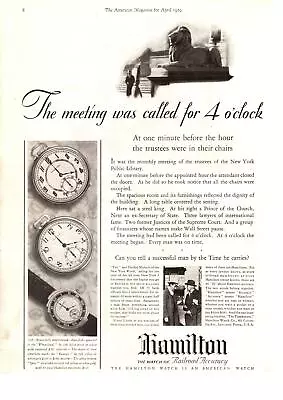 1929 Hamilton Pocket Watch Railroad Accuracy Lancaster PA  Timekeeper  Print Ad • £9.45