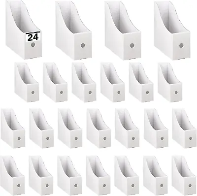 24PCS White Magazine File Holderï¼ŒSturdy Cardboard Magazine Holder Vertical Fi • $29.18